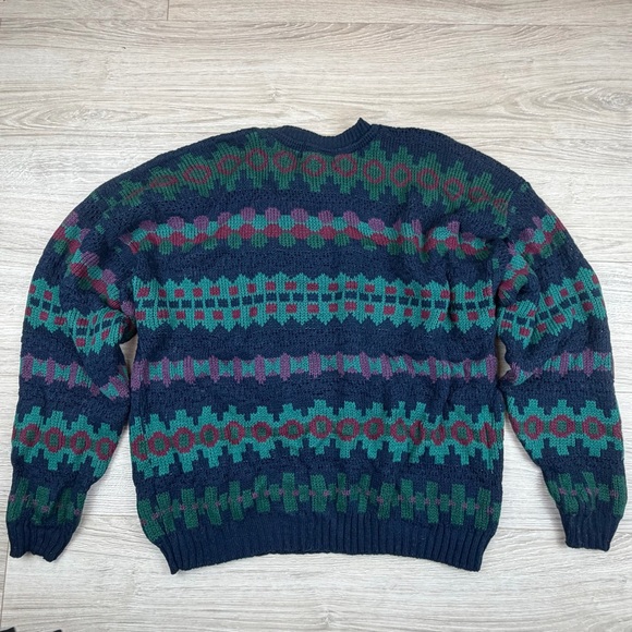 Vintage 90s New Era Fair Isle Sweater Mens‎ XL Boxy Geometric Grandpa Cosby USA - Picture 6 of 6